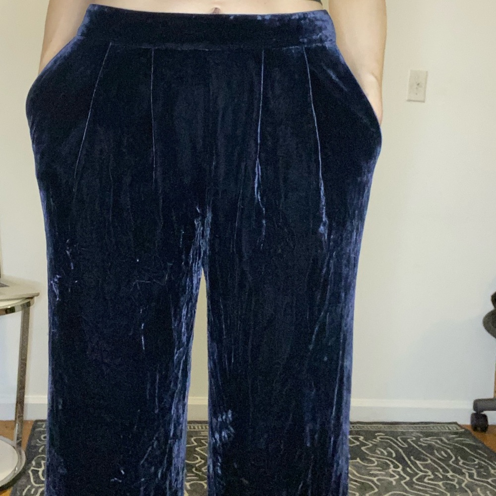 Topshop blue velvet pants size S